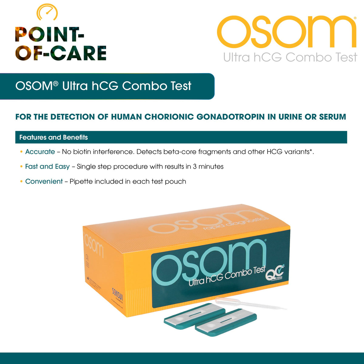 OSOM Ultra hCG Combo Pregnancy Fertility Reproductive Health Test Kit-Reproductive Health Test Kit OSOM Ultra hCG Combo hCG Pregnancy Test 25 Tests CLIA Waived