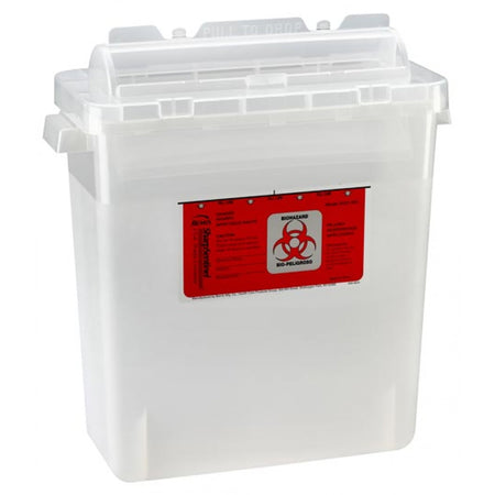 Bemis Sentinel Multi-purpose Sharps Container, 3 Gallon, 15 x 13-7/8 x 6-7/8 Inch-Sharps Container Bemis Sentinel Translucent Base 15 H X 13-7/8 L X 6-7/8 W Inch Horizontal Entry 3 Gallon