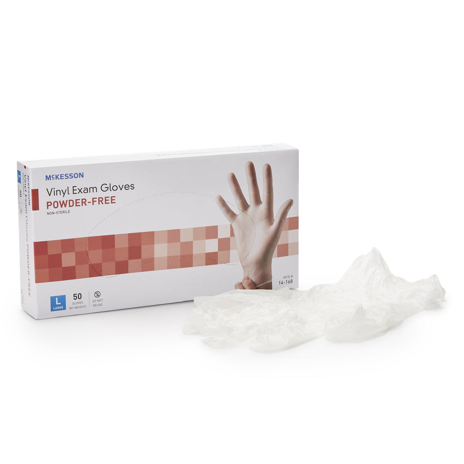 McKesson Confiderm Vinyl Exam Glove, Large, Clear-Exam Glove McKesson Confiderm Large NonSterile Vinyl Standard Cuff Length Smooth Clear Not Rated