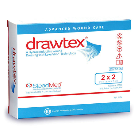 Drawtex Nonadherent Dressing, 2 x 2 inch-Hydroconductive Wound Dressing Drawtex 2 X 2 Inch Square