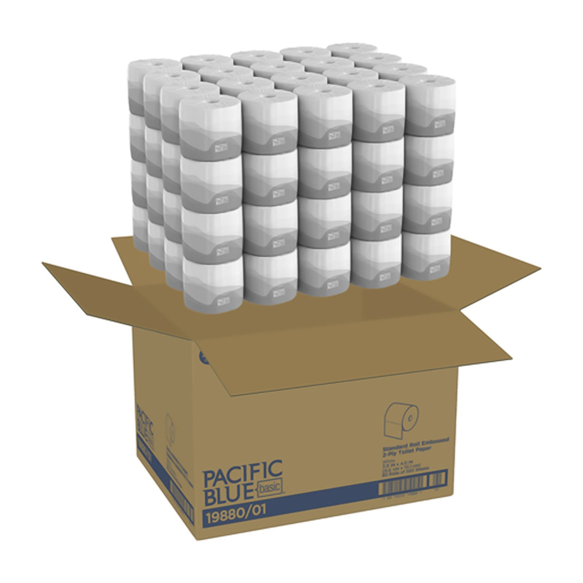 Pacific Blue Basic Toilet Tissue-Toilet Tissue envision White 2-Ply Standard Size Cored Roll 550 Sheets 4 X 4-1/20 Inch