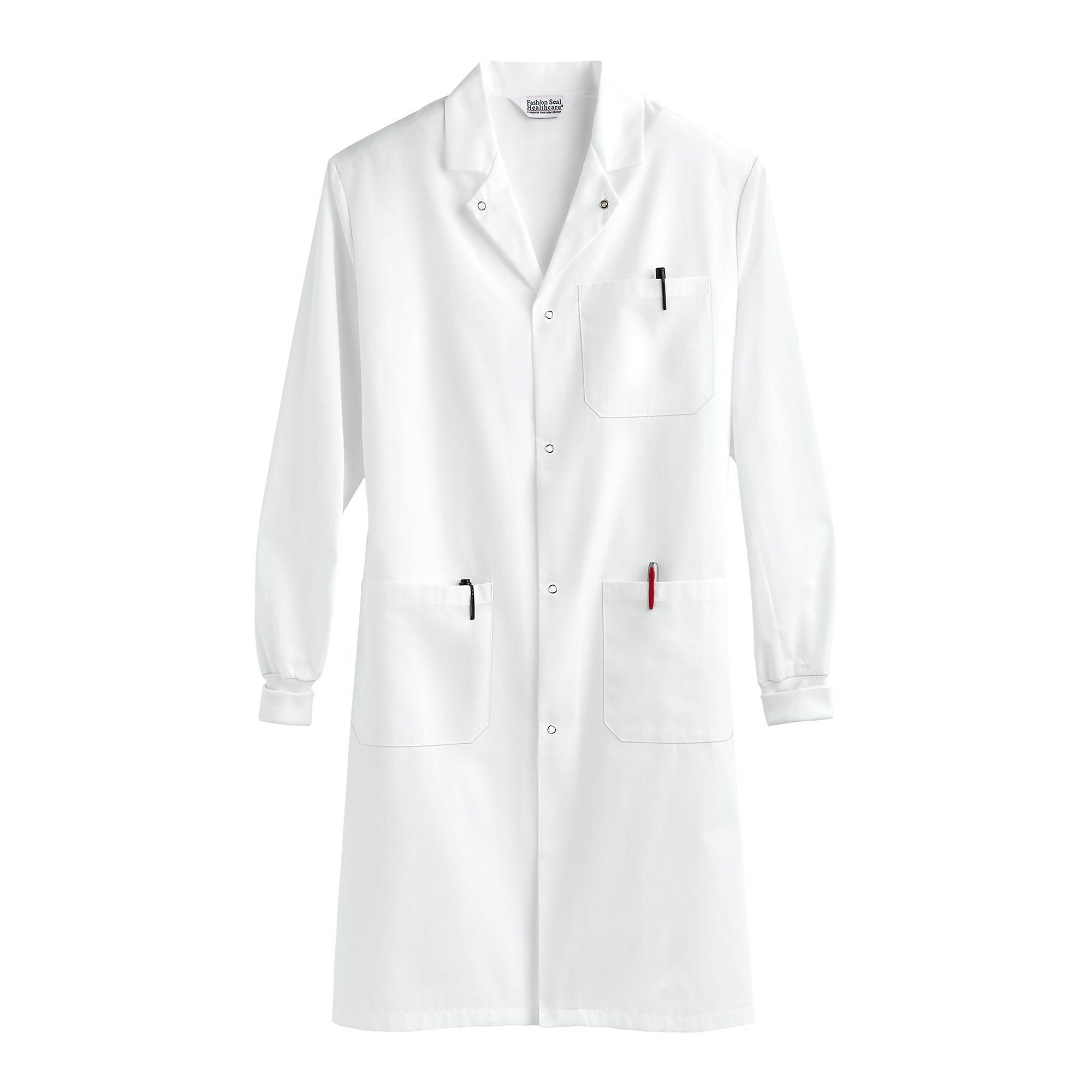Fashion Seal Healthcare Knit Cuff Lab Coat, Medium, White-Lab Coat White Medium Knee Length 80% Polyester / 20% Cotton Reusable