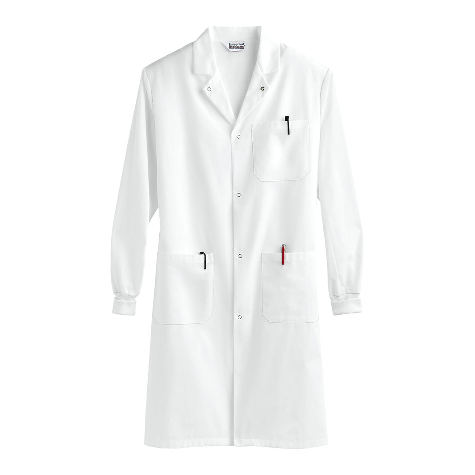 Fashion Seal Healthcare Knit Cuff Lab Coat, Medium, White-Lab Coat White Medium Knee Length 80% Polyester / 20% Cotton Reusable