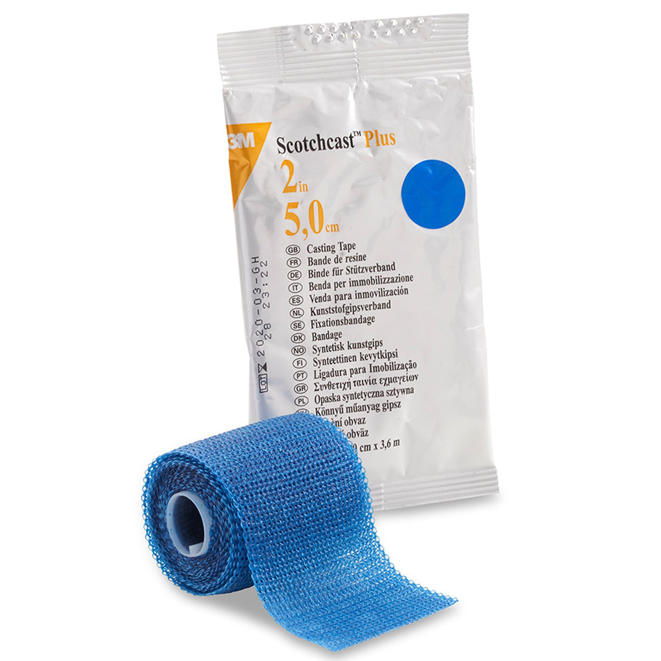 3M Scotchcast Plus Blue Cast Tape, 2 Inch x 4 Yard-Cast Tape 3M Scotchcast Plus 2 Inch X 12 Foot Fiberglass / Resin Blue
