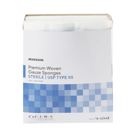 McKesson Sterile USP Type VII Gauze Sponge, 4 x 4 Inch, 8-Ply-Gauze Sponge McKesson 4 X 4 Inch 8-Ply Sterile 2 per Pack