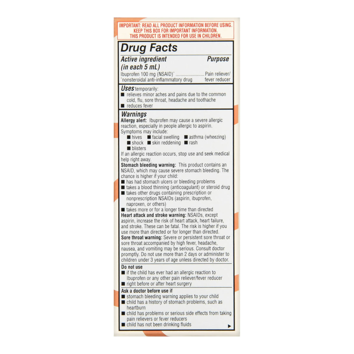 Foster & Thrive Children's Ibuprofen 100 mg pr 5 mL Oral Suspension (NSAID) Dye Free Original Berry-Children's Pain Relief Foster & Thrive 100 mg / 5 mL Strength Ibuprofen Oral Suspension 4 oz.