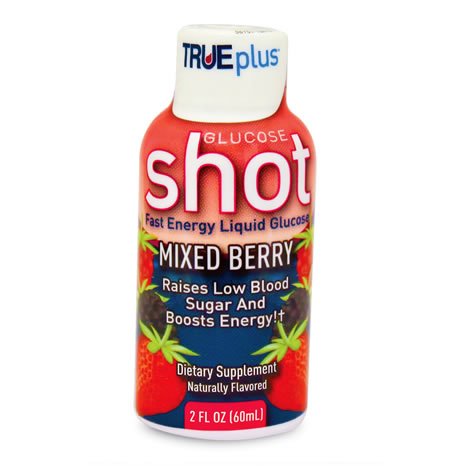 TRUEplus Fast Energy Liquid Glucose Shot Dietary Supplement , 2-ounce bottle-Glucose Supplement TRUEplus 2 oz. Liquid Mixed Berry Flavor
