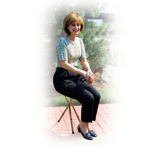 Cane Seat Adjustable w/Nylon Handle Bronze Folding