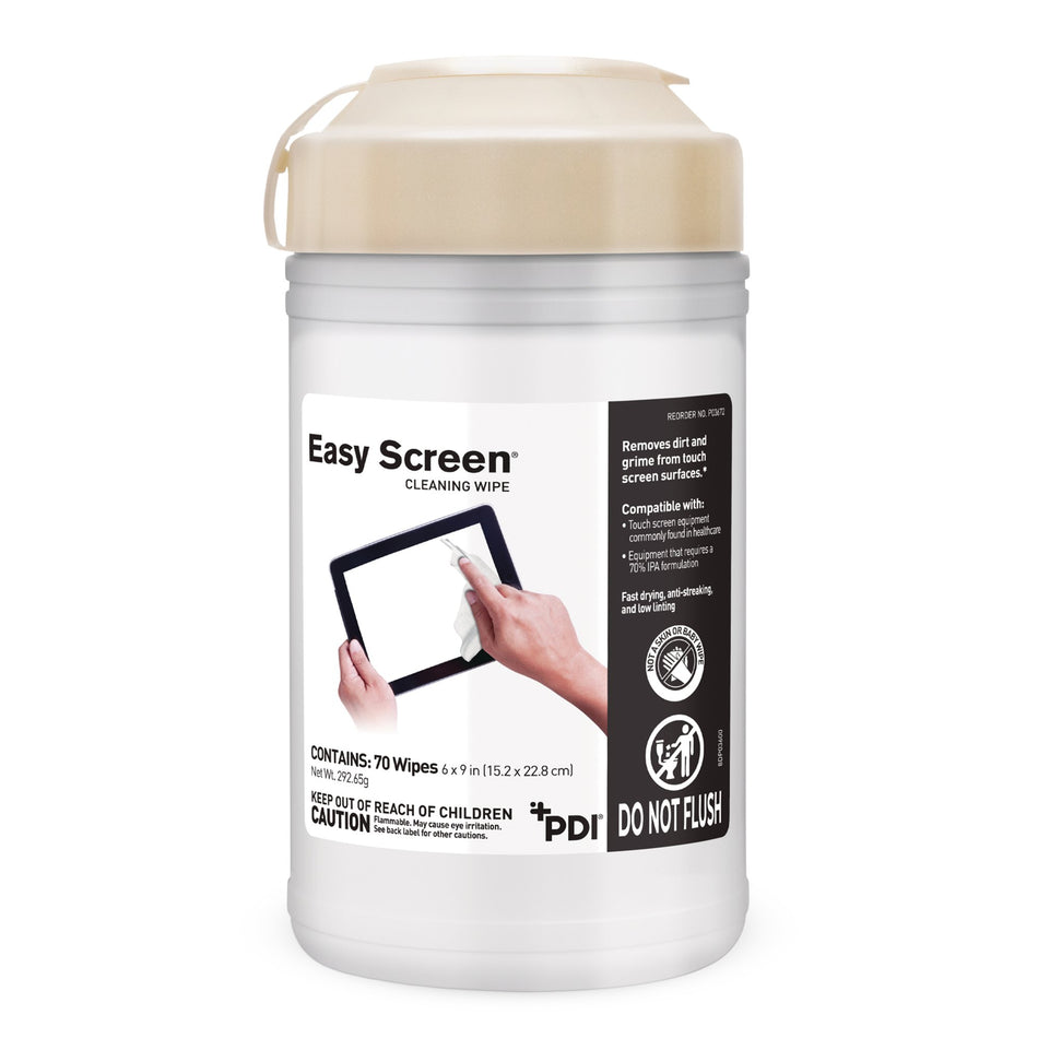 Easy Screen Cleaning Wipe-Easy Screen Surface Cleaner Premoistened Alcohol Based Manual Pull Wipe 70 Count Canister Alcohol Scent NonSterile