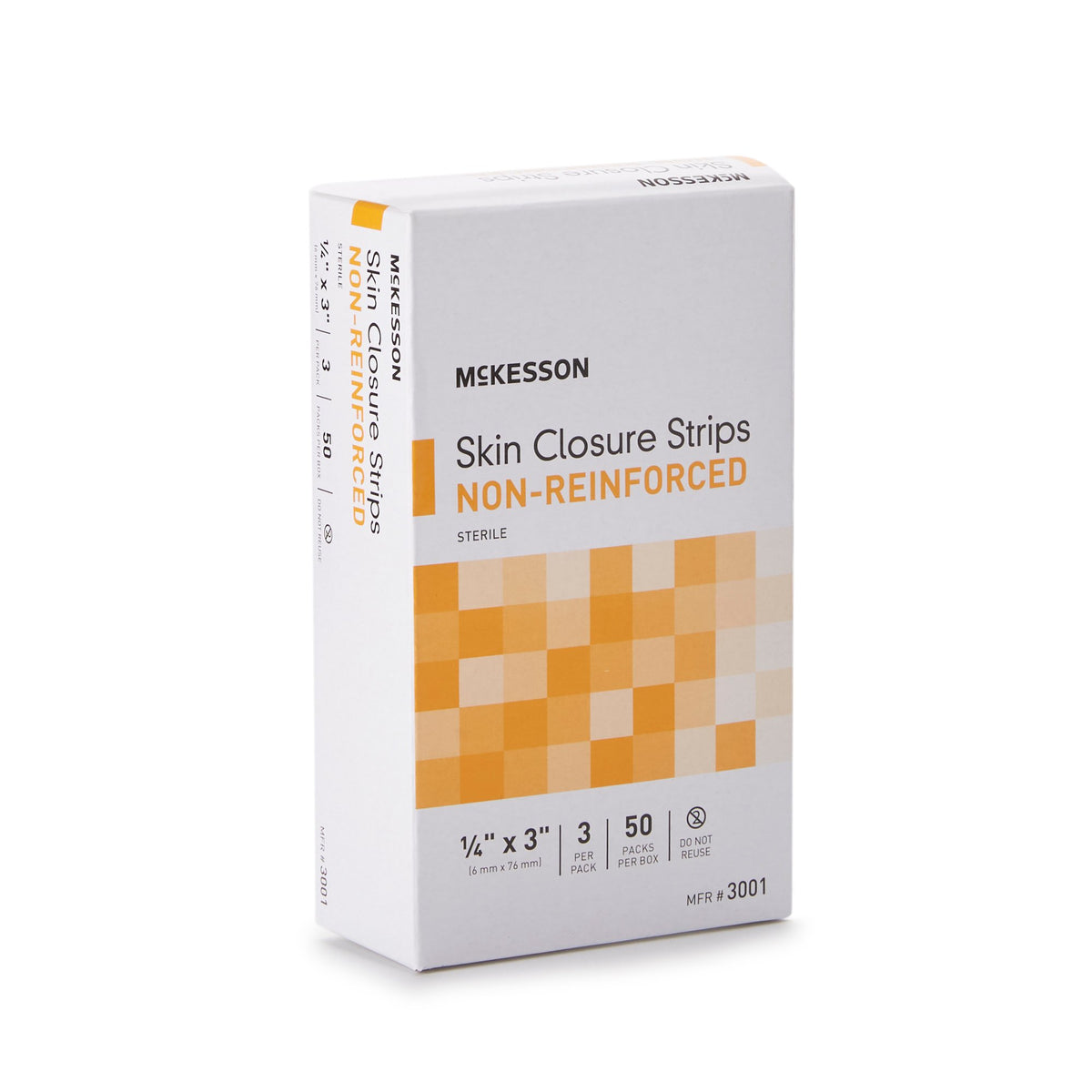 McKesson Non-Reinforced Skin Closure Strip, 1/4 x 3 Inch-Skin Closure Strip McKesson 1/4 X 3 Inch Nonwoven Material Flexible Strip Tan