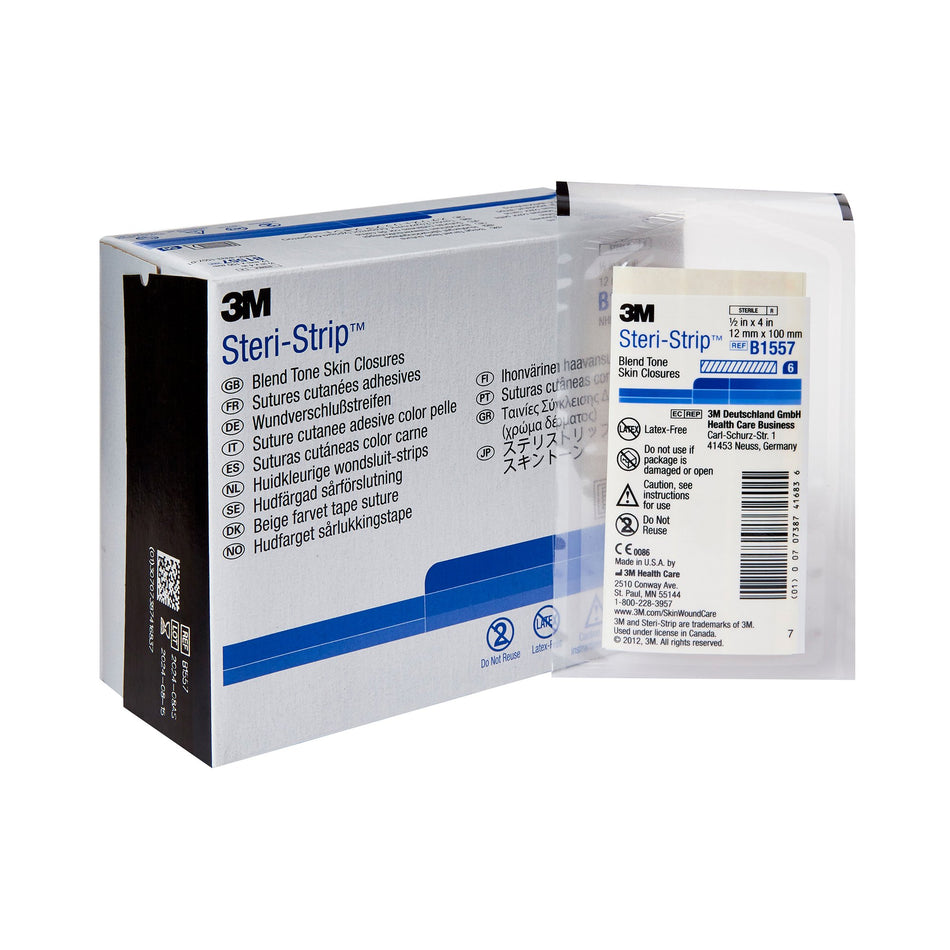 3M Steri-Strip Skin Closure Strips, Sterile, nonwoven-Skin Closure Strip Steri-Strip 1/2 X 4 Inch Nonwoven Material Flexible Strip Tan