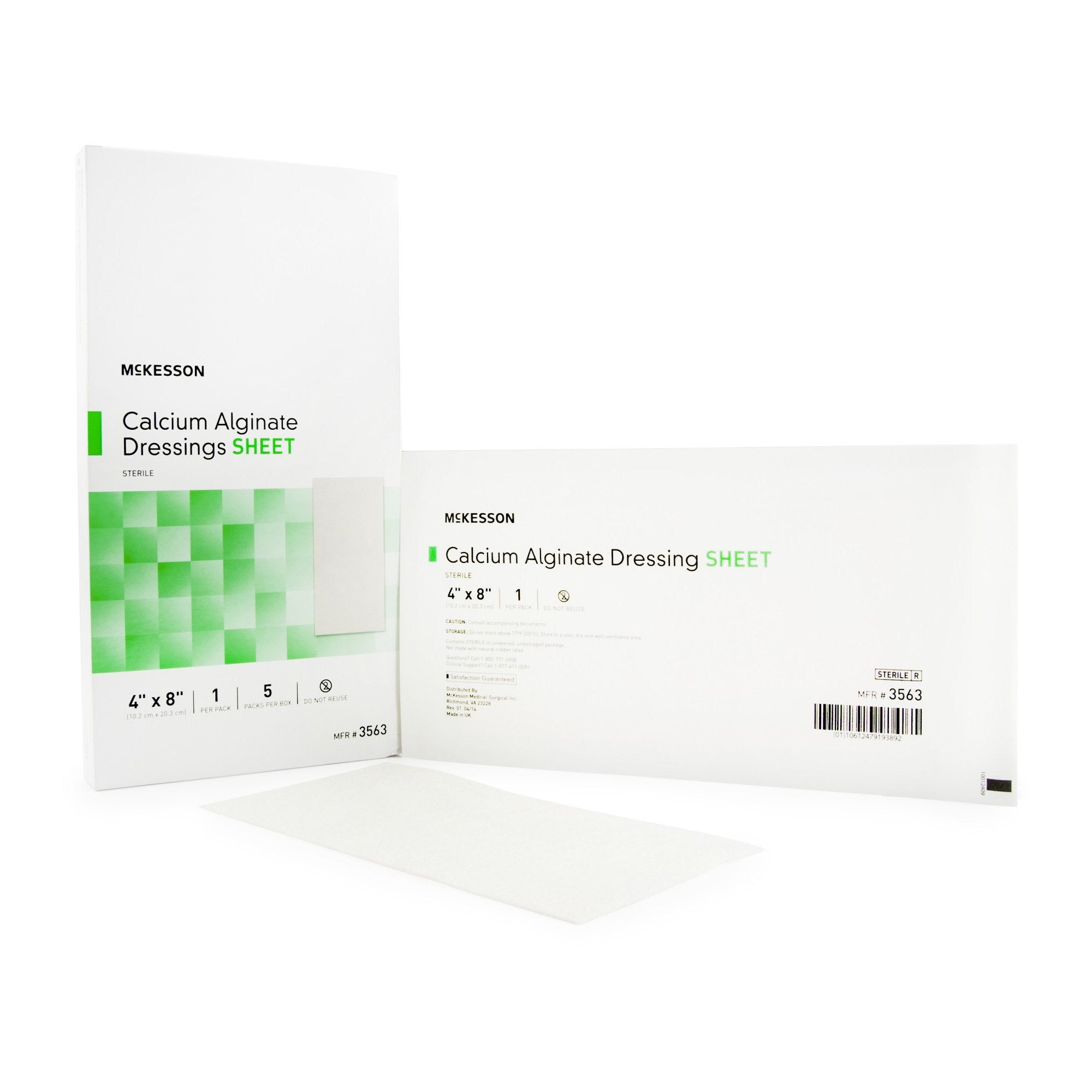 McKesson Alginate Dressing, 4 x 8 inch-Alginate Dressing McKesson 4 X 8 Inch Rectangle