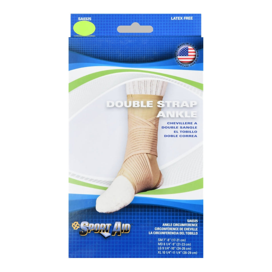 Sport Aid Double Strap Ankle Support, Medium, Beige-Ankle Support Sport Aid Medium Hook and Loop Strap Closure Foot