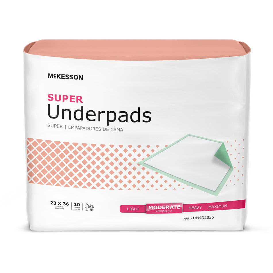 McKesson Super Moderate Absorbency Underpad, 23 x 36 Inch - 150 ct.-Disposable Underpad McKesson Super 23 X 36 Inch Fluff / Polymer Moderate Absorbency