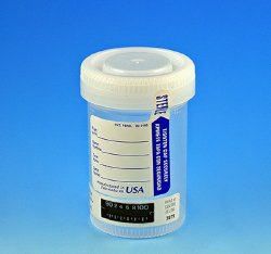 Globe Scientific Specimen Container with Temperature Strip, 90 mL-Specimen Container with Temperature Strip 57 X 73 mm 90 mL (3 oz.) Screw Cap Patient Information Sterile