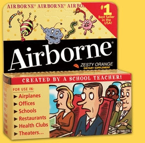 Airborne Immune Support Supplement Effervescent Tablets, Zesty Orange Flavor-Cold and Cough Relief Airborne 100 mg - 10 mg Strength Tablet 10 per Box