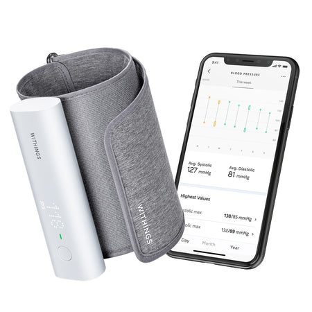 Withings Smart Blood Pressure Monitor-Digital Blood Pressure Monitor Withings Adult Cuff Cloth Fabric Cuff 22 to 42 cm Mobile