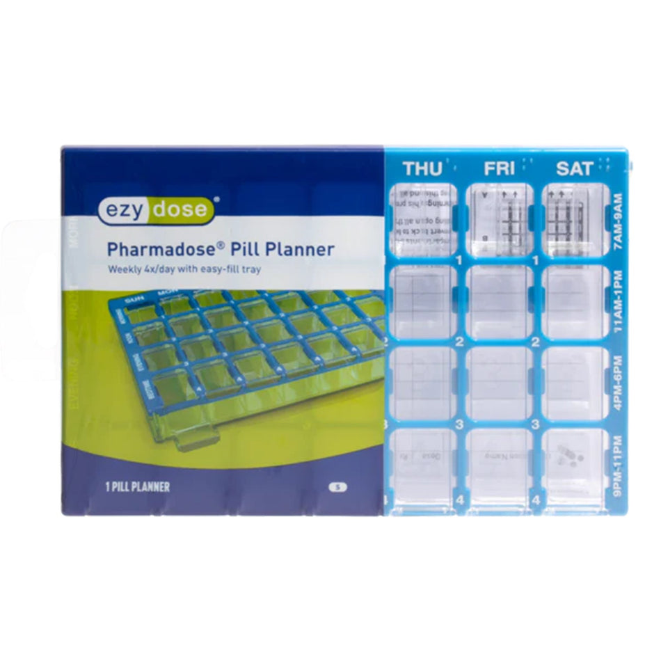 Pharmadose Locking Pill Planner 7-Day, Four Times a Day Pill Organizer-Pill Organizer Pharmadose Locking Pill Planner Small 7 Day 4 Dose