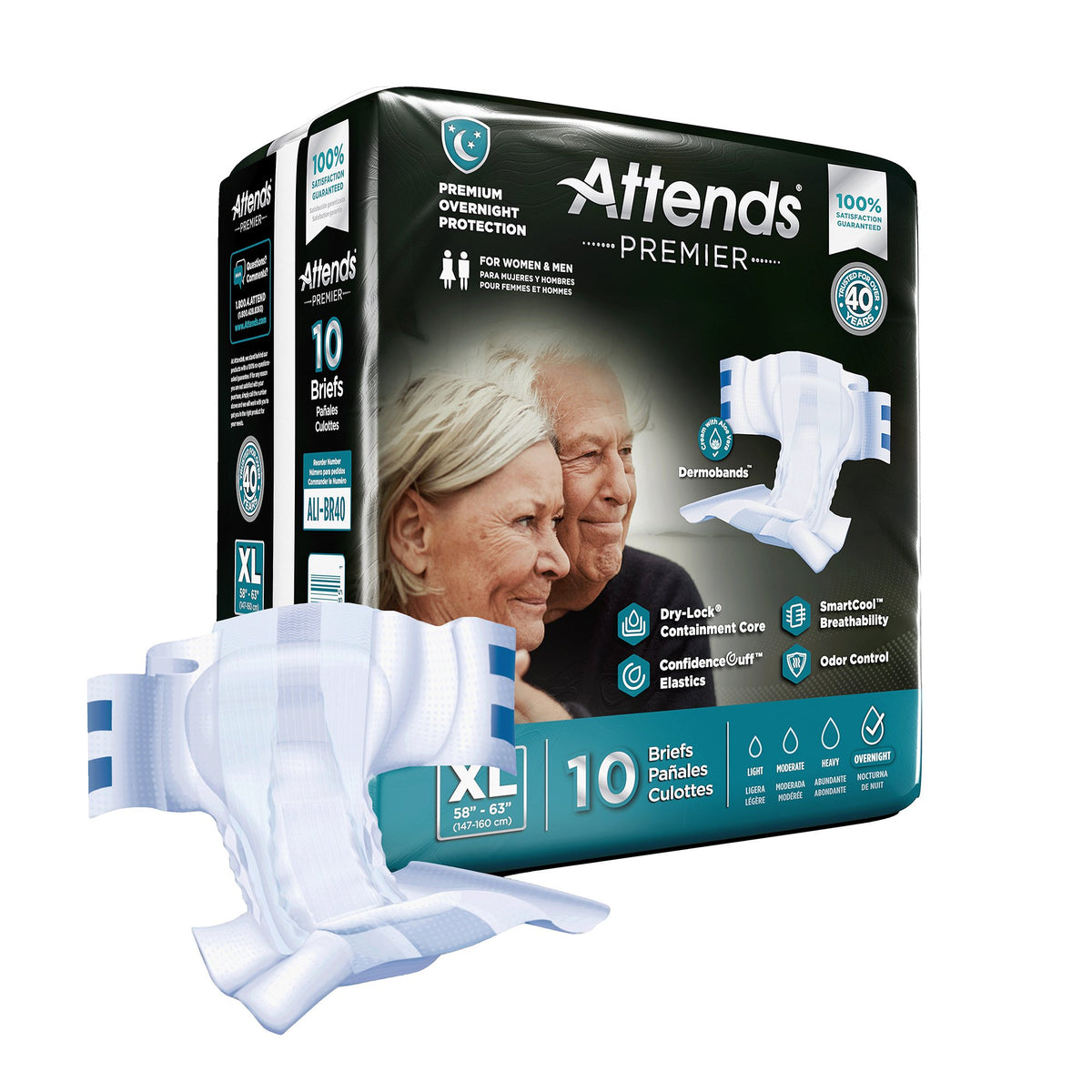 Attends Premier Briefs, X-Large-Unisex Adult Incontinence Brief Attends Premier X-Large Disposable Heavy Absorbency