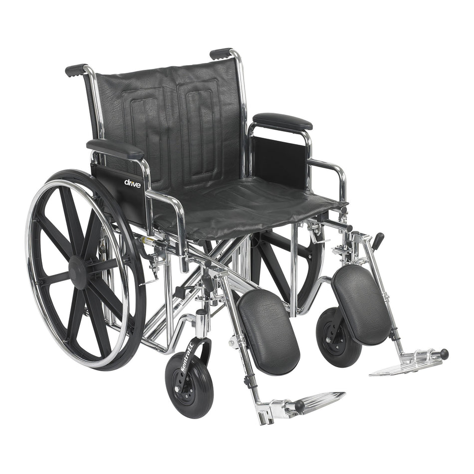 McKesson Bariatric Wheelchair, 22 Inch Seat Width-Bariatric Wheelchair McKesson Dual Axle Desk Length Arm Swing-Away Elevating Legrest Black Upholstery 22 Inch Seat Width Adult 450 lbs. Weight Capacity