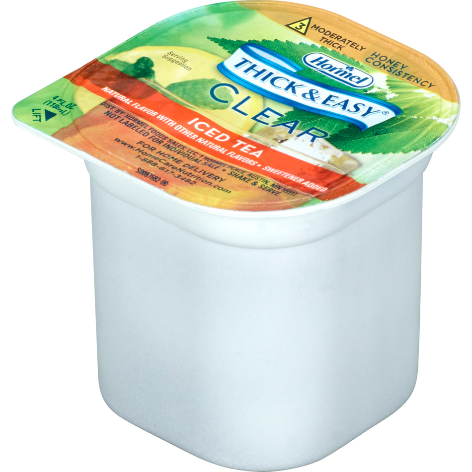 Thick & Easy Clear Honey Consistency Iced Tea Thickened Beverage, 4-ounce Cup-Thickened Beverage Thick & Easy 4 oz. Portion Cup Iced Tea Flavor Liquid IDDSI Level 3 Moderately Thick/Liquidized