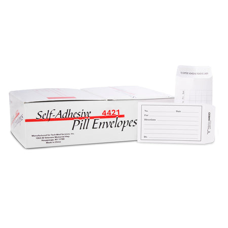 Tech-Med Pill Envelope, 3-/2 x 2-1/4 Inch-Medication Envelope Tech-Med White 3-/2 X 2-1/4 Inch