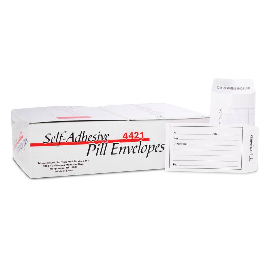 Tech-Med Pill Envelope, 3-/2 x 2-1/4 Inch-Medication Envelope Tech-Med White 3-/2 X 2-1/4 Inch