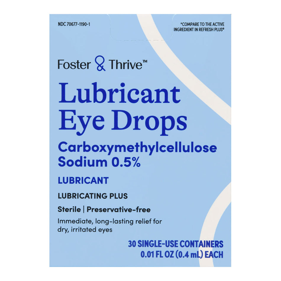 Foster & Thrive� Lubricating Plus Lubricant Eye Drops Carboxymethylcellulose Sodium 0.5% Single-Use Containers-Eye Lubricant Foster & Thrive� 0.01 oz. Eye Drops