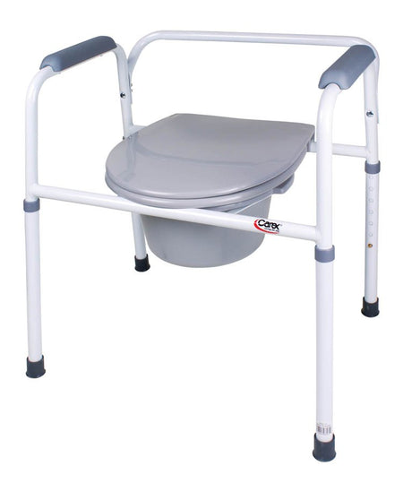 Carex Commode Chair-3-in-1 Commode Chair Carex Padded Fixed Arms Steel Frame Back Bar 24-1/4 Inch Seat Width 250 lbs. Weight Capacity