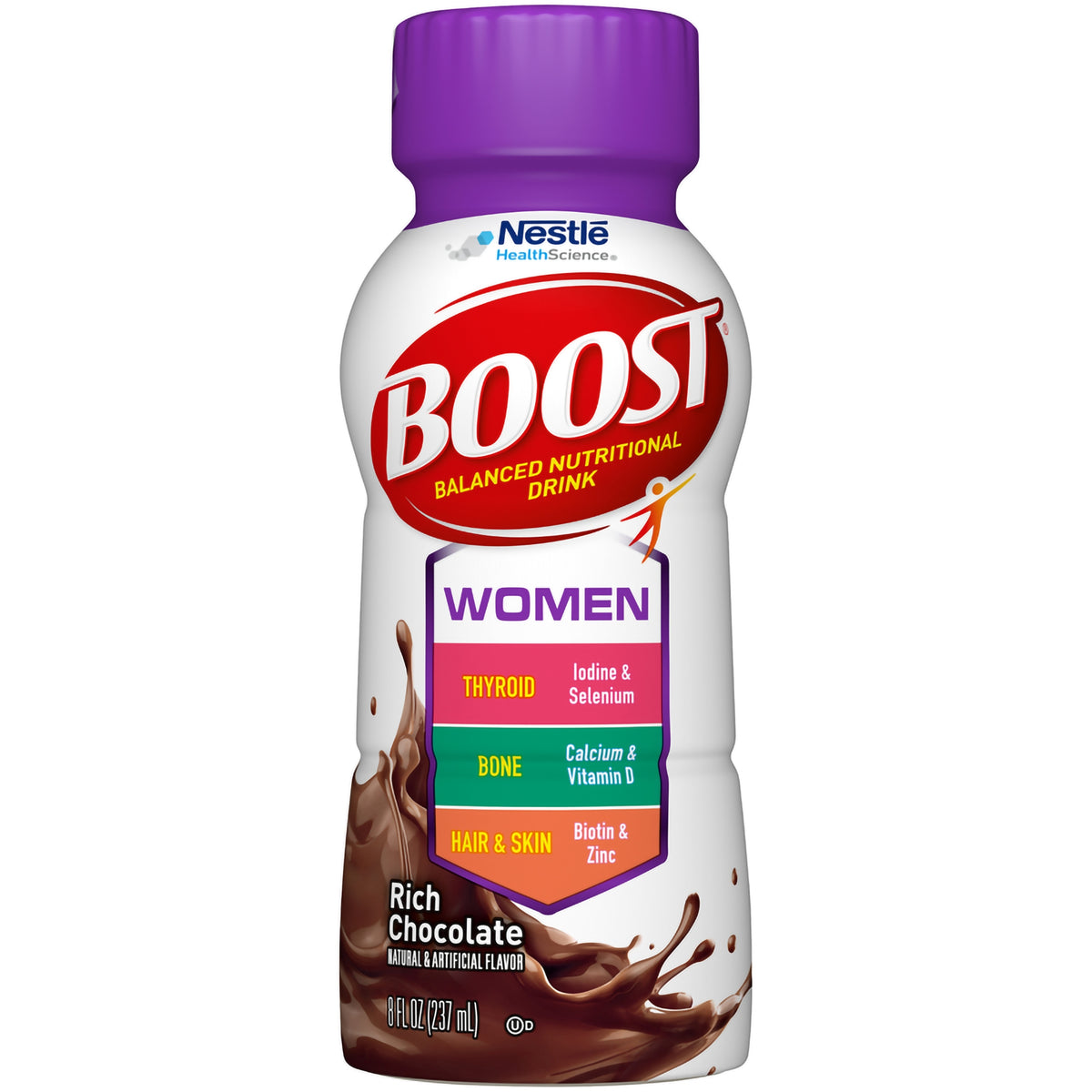 Boost Women Chocolate Balanced Nutritional Drink, 8 oz. Bottle-Oral Supplement Boost Women Rich Chocolate Flavor Liquid 8 oz. Bottle