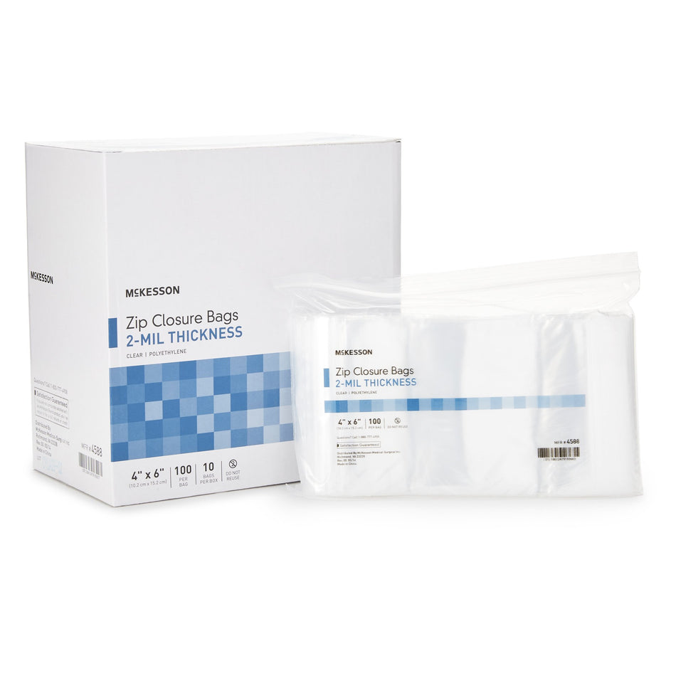 McKesson 4 X 6 Inch Zip Closure Bag-Reclosable Bag McKesson 4 X 6 Inch Polyethylene Clear Zipper Closure