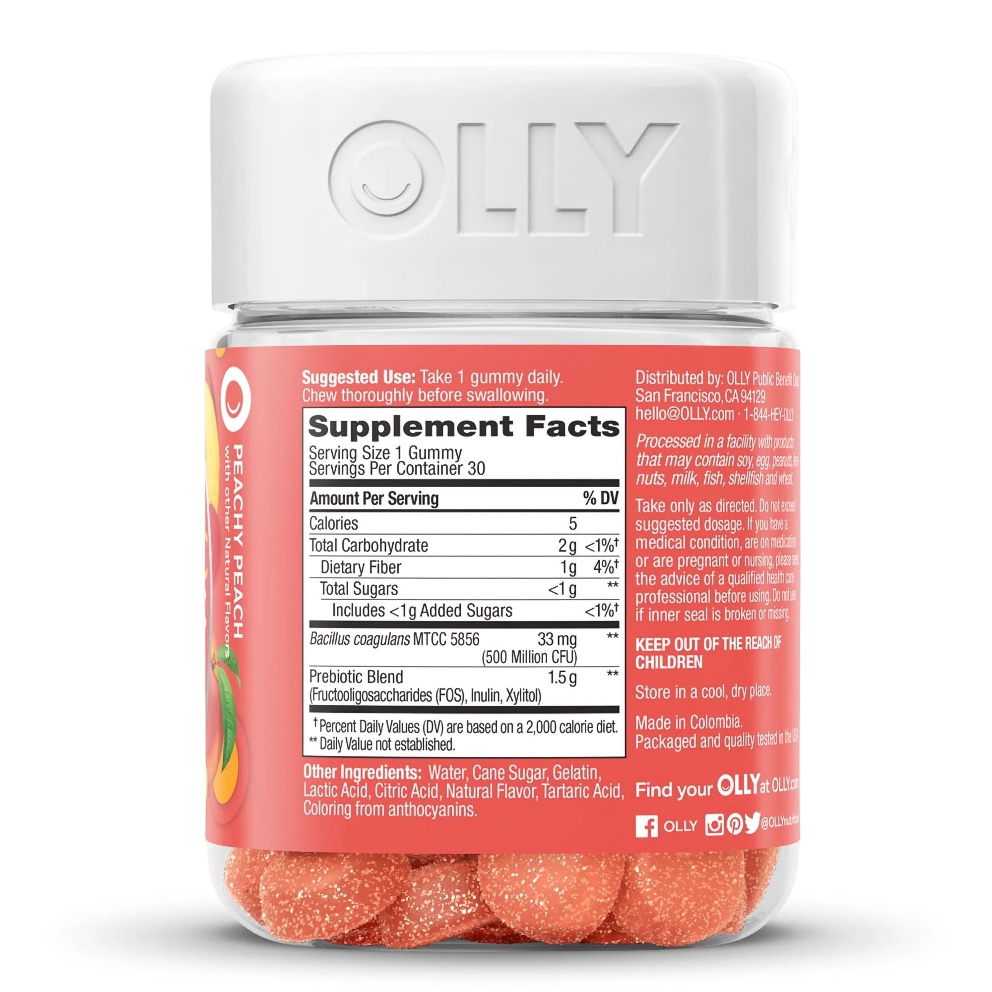 Olly's® Probiotic + Prebiotic for a Balanced Belly, Peach-Flavor Gummies - Pharmaceuticals>Over the Counter>Gastrointestin...