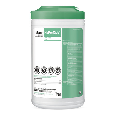 Sani-HyPerCide Extra Large Germicidal Disinfectant Wipes, Canister, 65 ct.-Sani-HyPerCide Surface Disinfectant Cleaner Premoistened Germicidal Manual Pull Wipe 65 Count Canister Vinegar Scent NonSterile