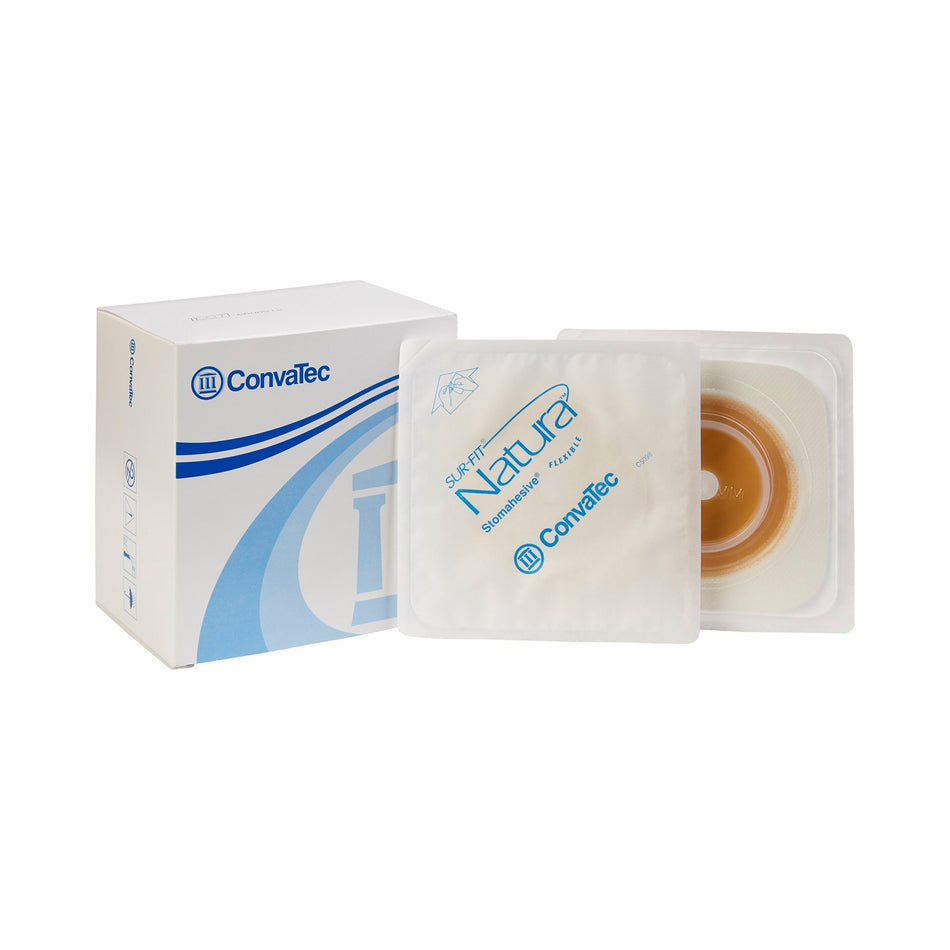Sur-Fit Natura� Colostomy Barrier With Up to 1-1� Inch Stoma Opening, White-"Ostomy Barrier Sur-Fit Natura� Trim to Fit, Standard Wear Stomahesive� Adhesive 45 mm Flange Sur-Fit� Natura� System Hydrocolloid Up to 1 to 1-1/4 Inch Opening 4 X 4 Inch"
