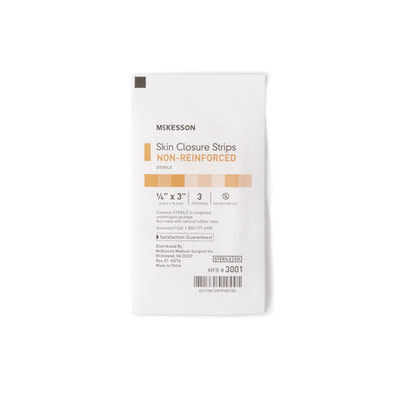 McKesson Non-Reinforced Skin Closure Strip, 1/4 x 3 Inch-Skin Closure Strip McKesson 1/4 X 3 Inch Nonwoven Material Flexible Strip Tan