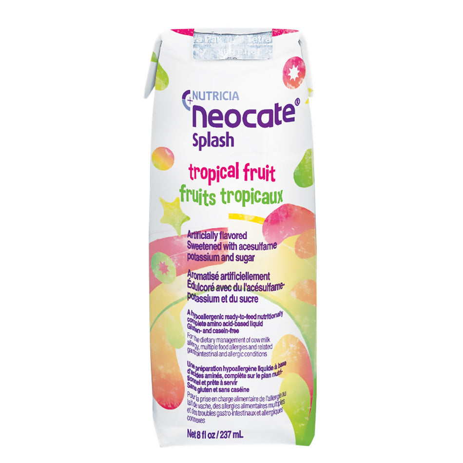 Neocate� Splash Hypoallergenic Ready-to-Feed Nutritionally Complete Amino Acid�based Liquid, Tropical Fruit, 8-ounce carton-Pediatric Oral Supplement Neocate� Splash Tropical Fruit Flavor 8 oz. Carton Liquid Amino Acid Food Allergies