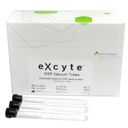 Excyte Vacuum Glass Tube, 1 mL, 8 x 120 mm-Excyte Vacuum Tube Venous Blood Collection Tube Sodium Citrate Additive 1 mL Conventional Closure Glass Tube