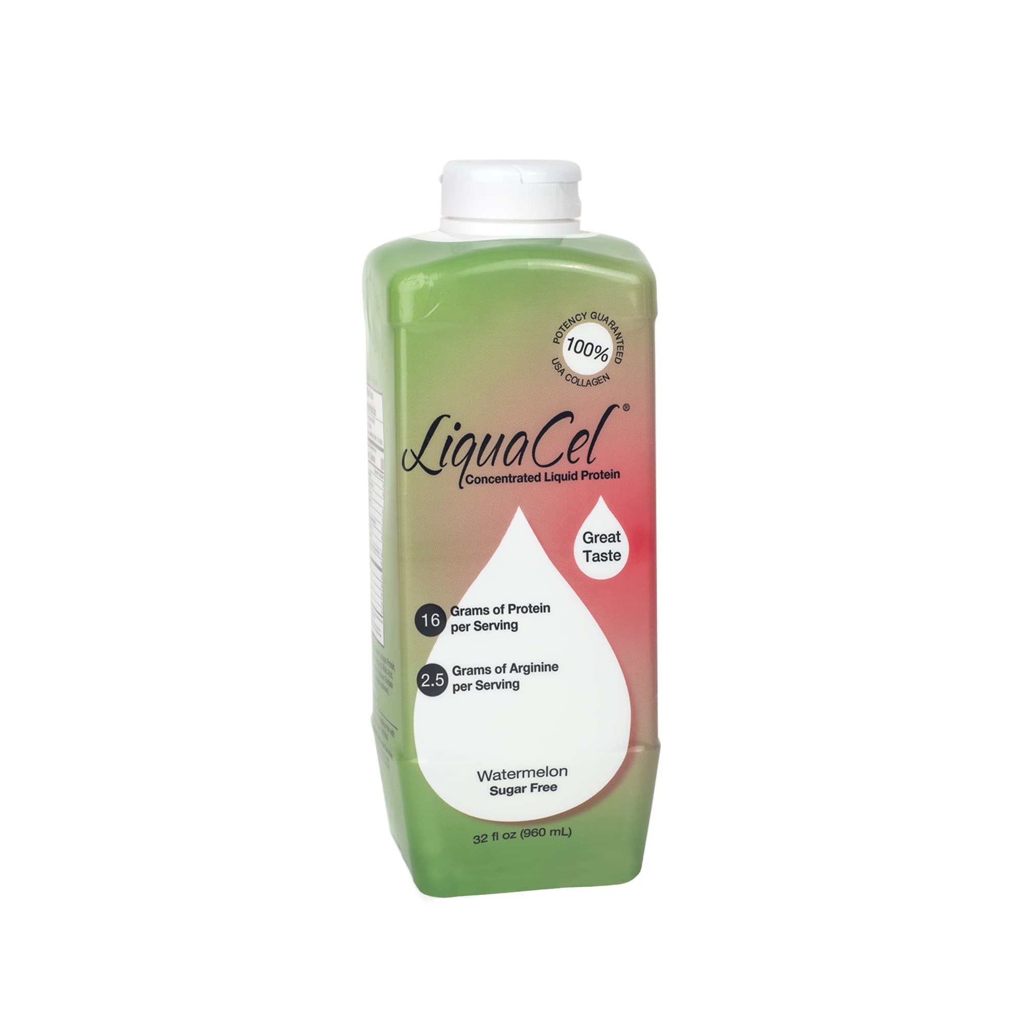 LiquaCel Watermelon Concentrated Liquid Protein, 32-ounce bottle-Oral Supplement LiquaCel Watermelon Flavor Liquid 32 oz. Bottle