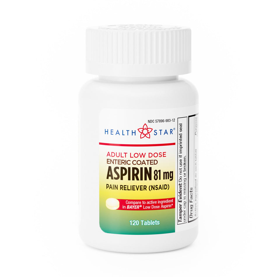 Health*Star Aspirin-Pain Relief 81 mg Strength Aspirin Tablet 120 per Bottle