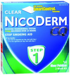 Nicoderm CQ Stop Smoking Aid Clear Patches Step 1 21 mg-Stop Smoking Aid Nicoderm CQ 21 mg Strength Transdermal Patch