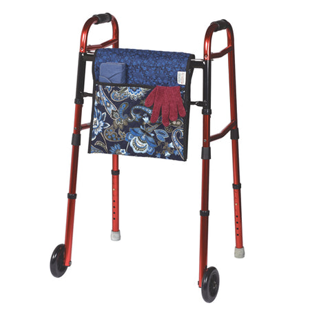 Quilted Walker Bag Blue Print Double-Sided 15.5 x6.5 x 1.5