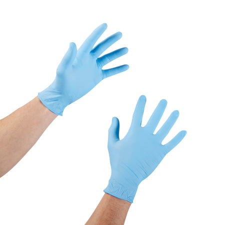 McKesson Confiderm 4.5C Nitrile Exam Glove, Medium, Blue-Exam Glove McKesson Confiderm 4.5C Medium NonSterile Nitrile Standard Cuff Length Textured Fingertips Blue Chemo Tested