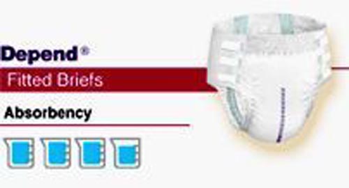 Depend Fitted Brief Large 42 - 52 4-Bx/18 - Disposable Briefs & Underwear - Complete Medical