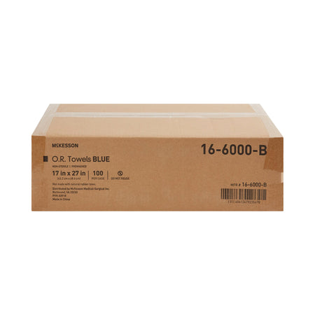 McKesson Blue O.R. Towel, 17 x 27 Inch-O.R. Towel McKesson 17 W X 27 L Inch Blue NonSterile