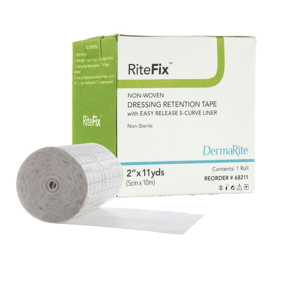 RiteFix� Nonwoven Dressing Retention Tape, 2 Inch x 11 Yard, White-Water Resistant Dressing Retention Tape with Liner RiteFix� White 2 Inch X 11 Yard Nonwoven NonSterile
