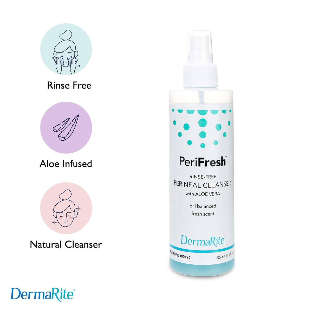 DermaRite Industries PeriFresh Rinse-Free Perineal Wash</strong-Rinse-Free Perineal Wash PeriFresh Liquid 7.5 oz. Pump Bottle Scented