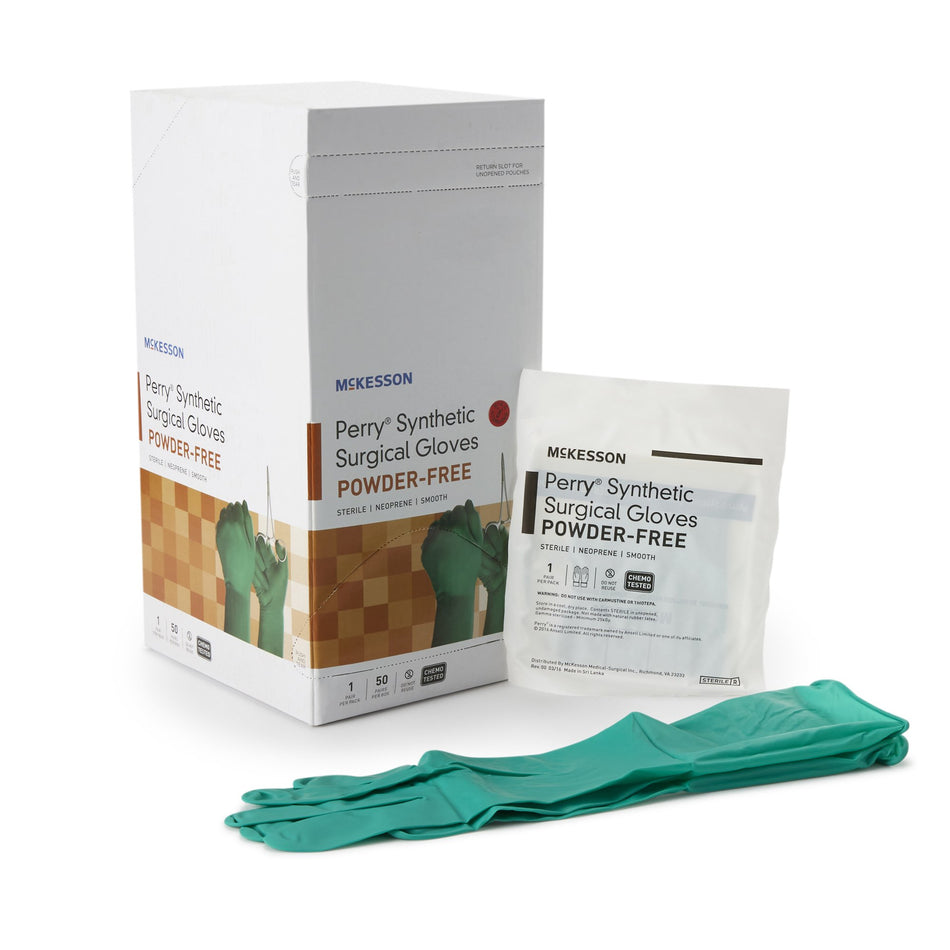 McKesson Perry Performance Plus Polychloroprene Surgical Glove, Size 6, Dark Green-Surgical Glove McKesson Perry Performance Plus Size 6 Sterile Polychloroprene Standard Cuff Length Smooth Dark Green Chemo Tested