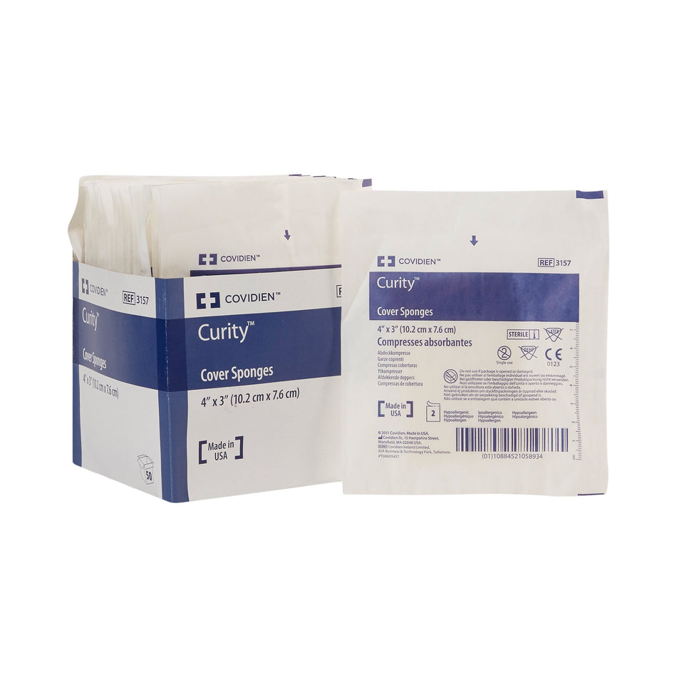 Curity� Sterile Nonwoven Sponge, 3 x 4 Inch, 4-Ply-Cellulose Filled Nonwoven Sponge Curity� 3 X 4 Inch 4-Ply Sterile 2 per Pack