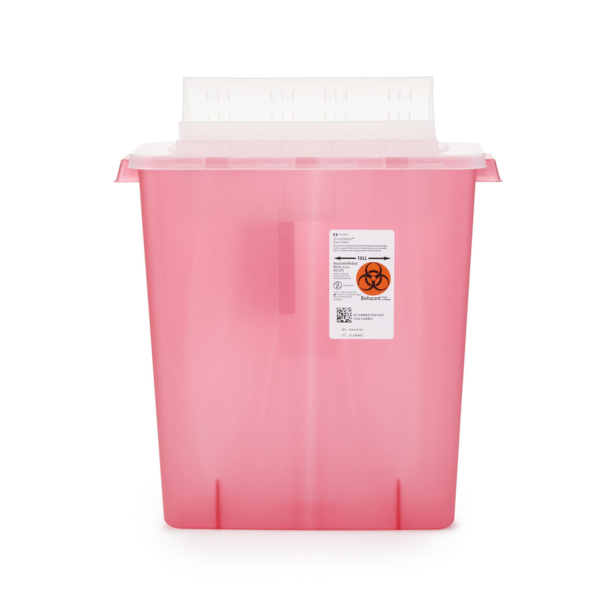 In-Room Multi-purpose Sharps Container, 3 Gallon, 16 x 13 x 6 Inch-Sharps Container In-Room Translucent Red Base 16-1/4 H X 13-3/4 W X 6 D Inch Horizontal Entry 3 Gallon