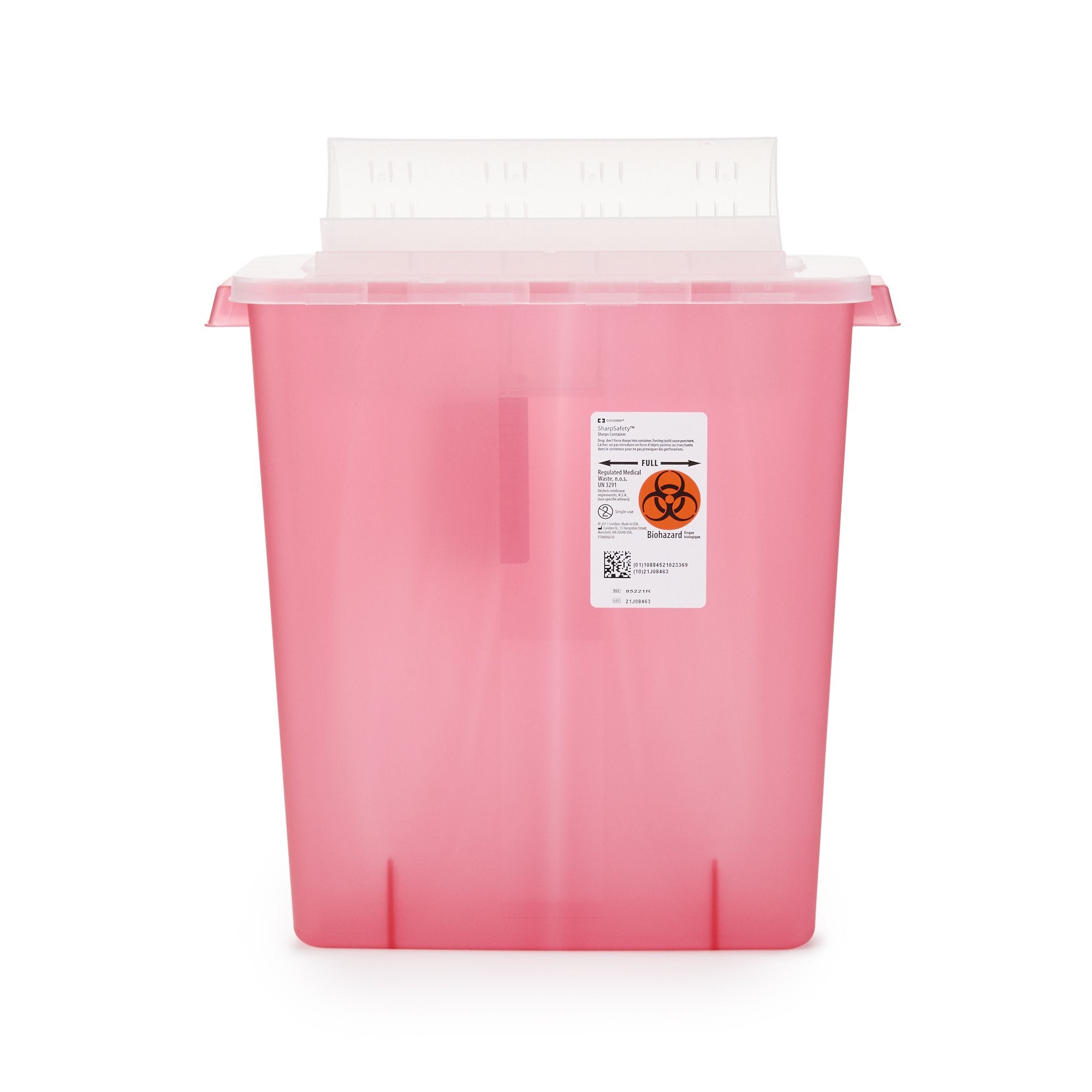 In-Room Multi-purpose Sharps Container, 3 Gallon, 16 x 13 x 6 Inch-Sharps Container In-Room Translucent Red Base 16-1/4 H X 13-3/4 W X 6 D Inch Horizontal Entry 3 Gallon